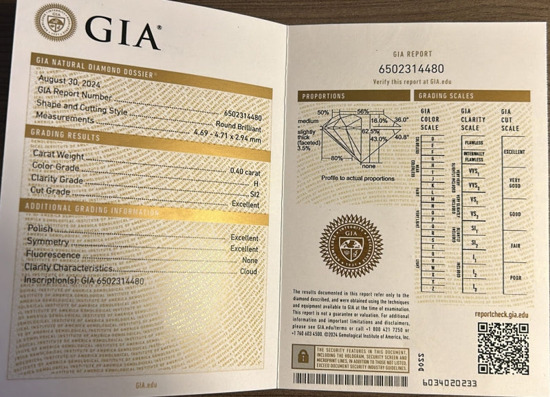 Gredzens ar briljantu 0.40ct GIA