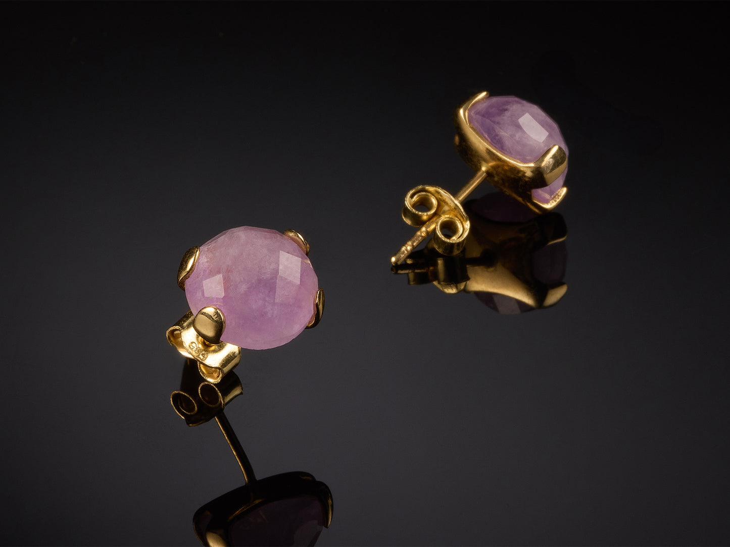 14kt yellow gold amethyst earrings