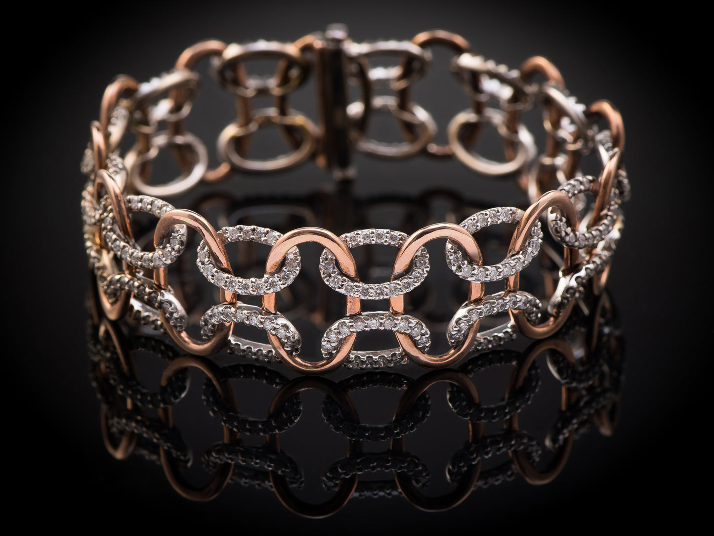 14kt white and rose gold diamond bracelet