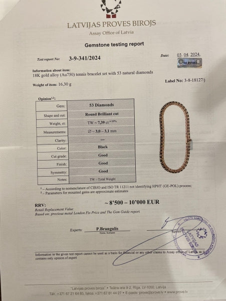 Теннис браслет с бриллиантами 7.39ct