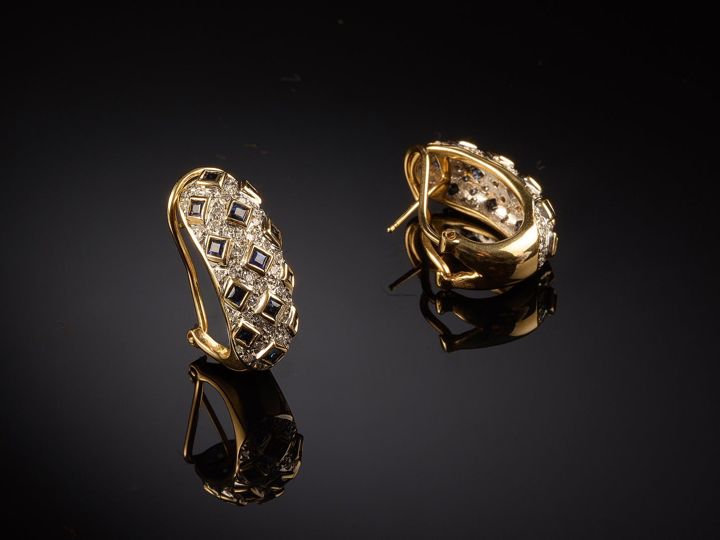 14kt yellow gold sapphire and diamond earrings