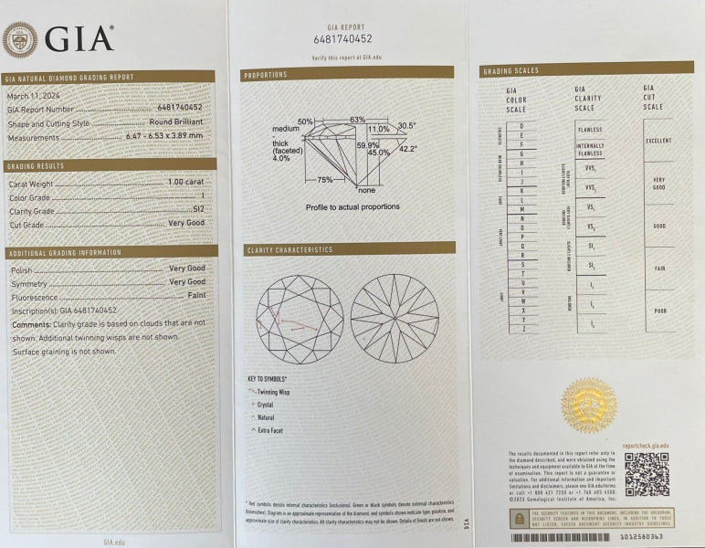 Кольцо с бриллиантом 1.00ct GIA