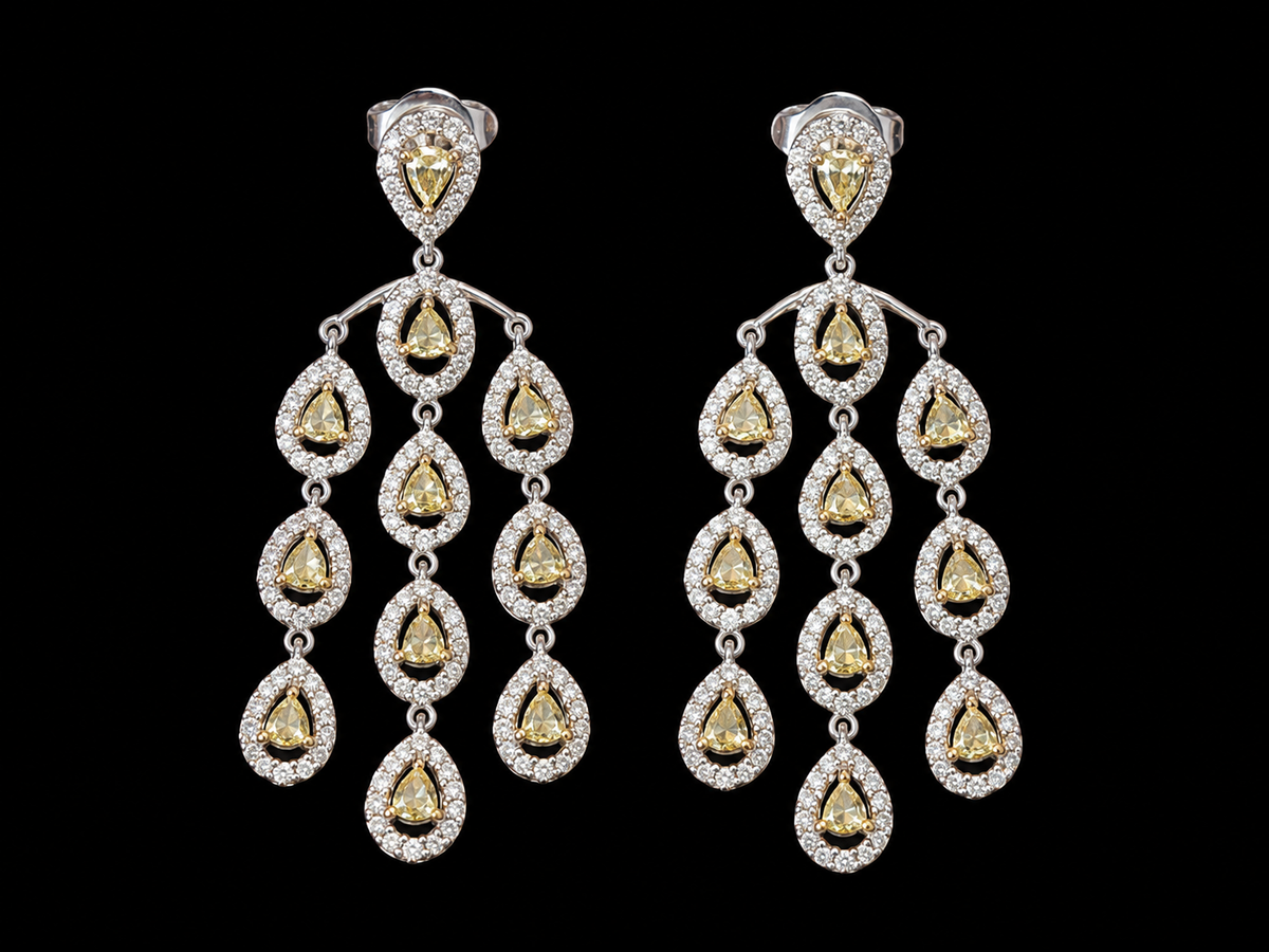 18kt white gold diamond earrings 3.77ct