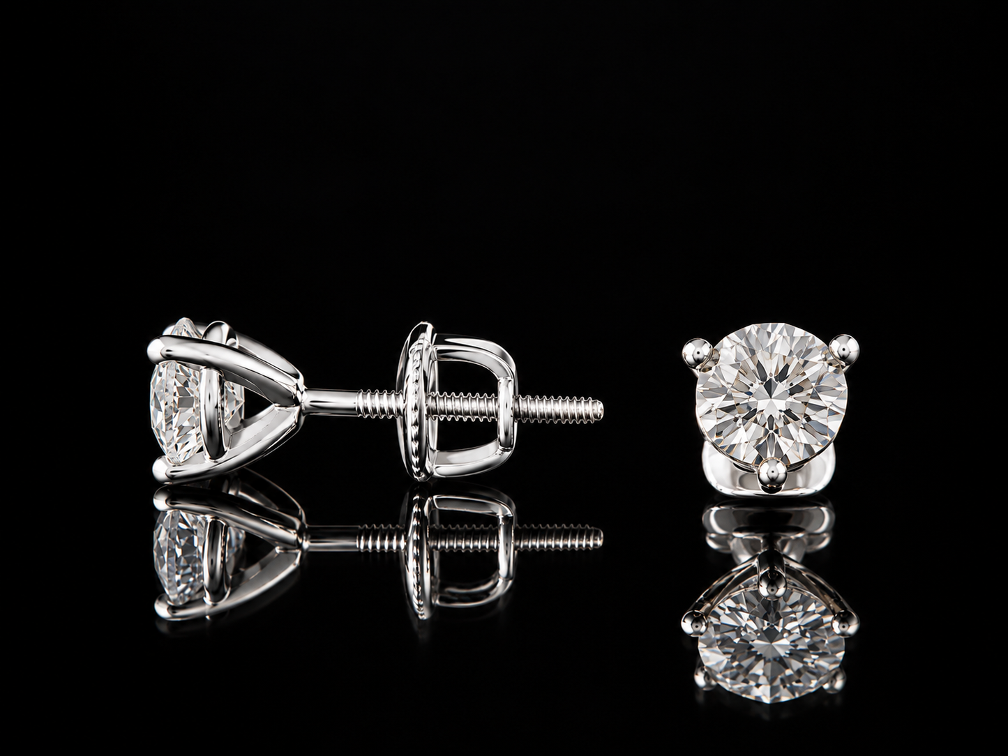 14kt white gold diamond earrings 1.40ct GIA
