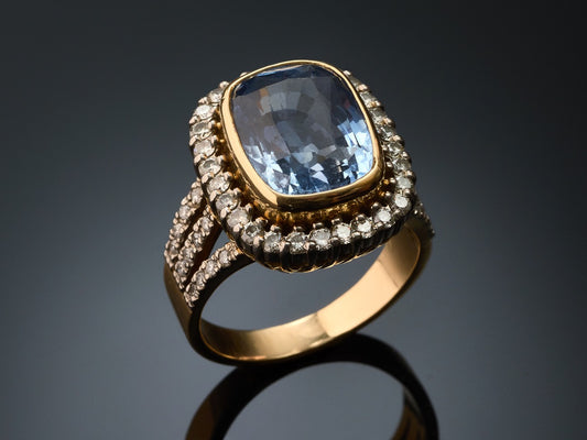 Кольцо с бриллиантами и сапфиром (9.80ct)