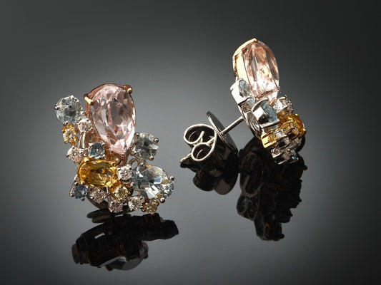 Серьги с бриллиантами и полудрагоценными камнями
