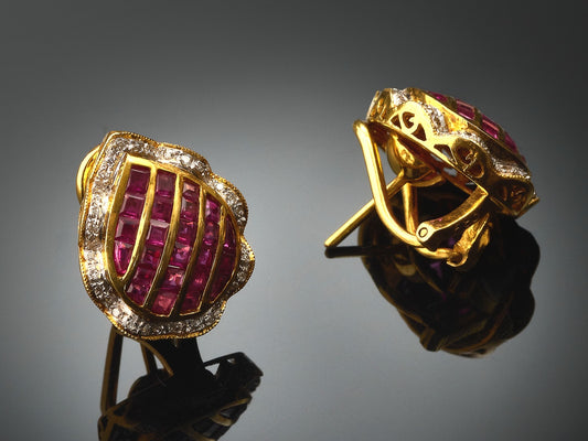 Серьги с бриллиантами и рубинами