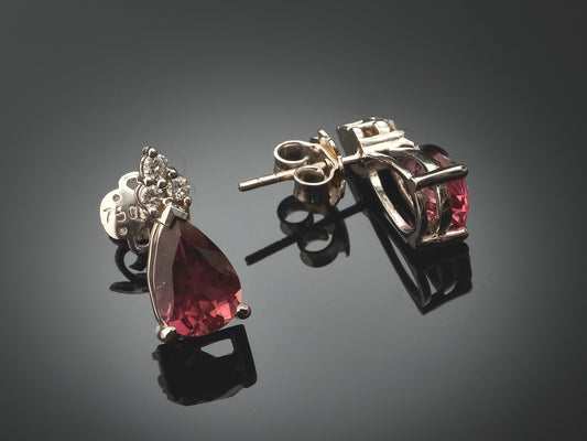 Серьги с бриллиантами и турмалинами
