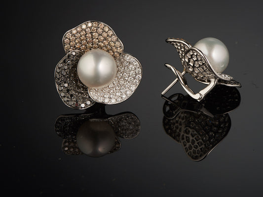 Серьги с бриллиантами и жемчугом