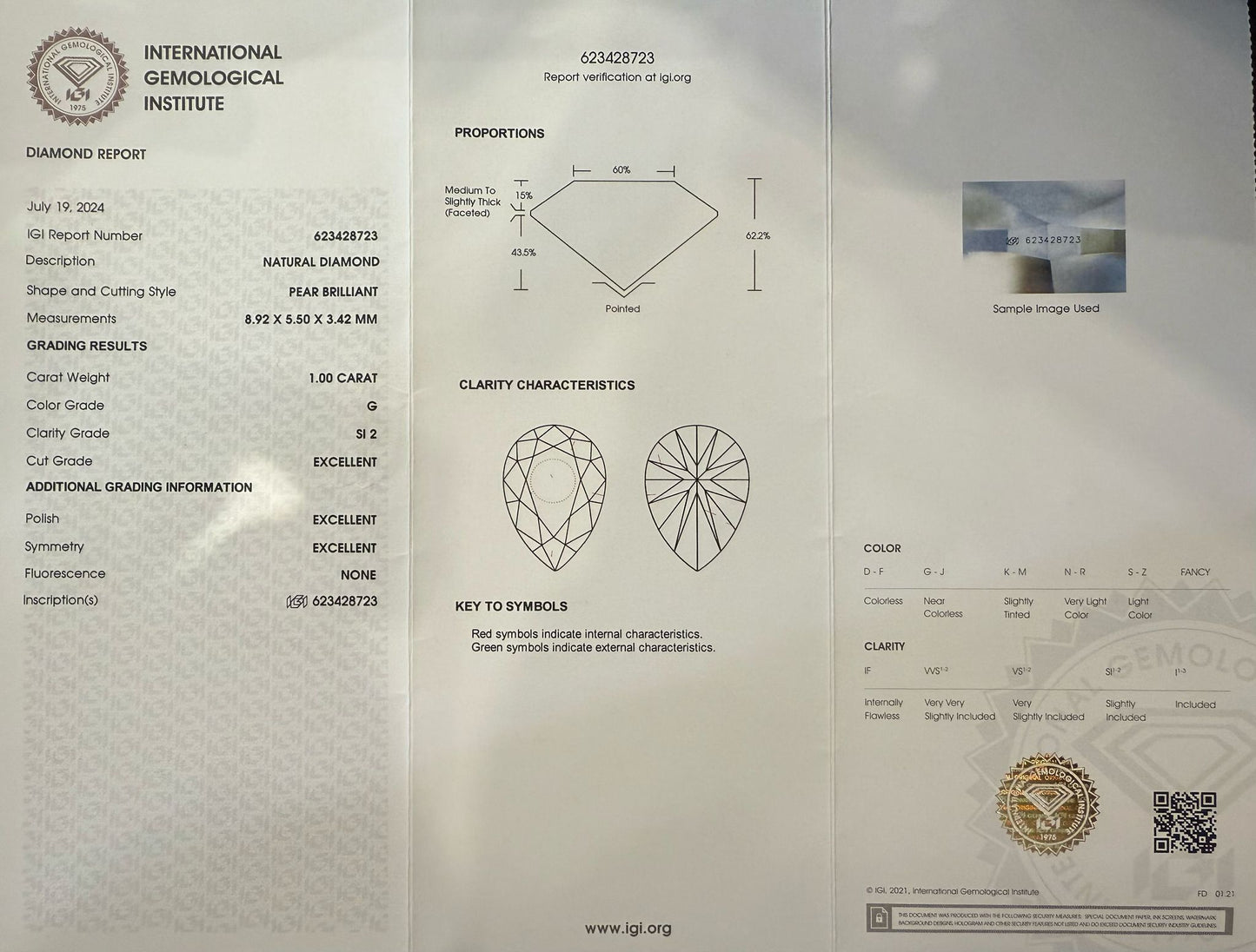 Gredzens ar briljantiem 1.36ct IGI