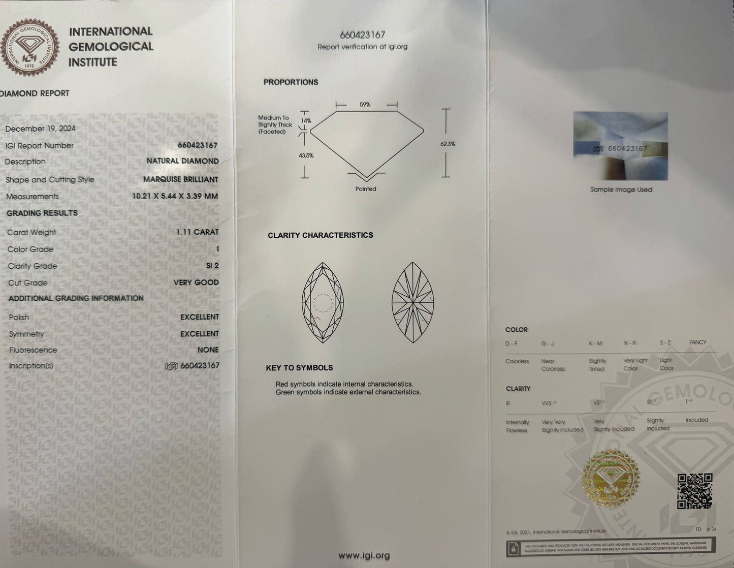 Gredzens ar briljantu 1.11ct IGI