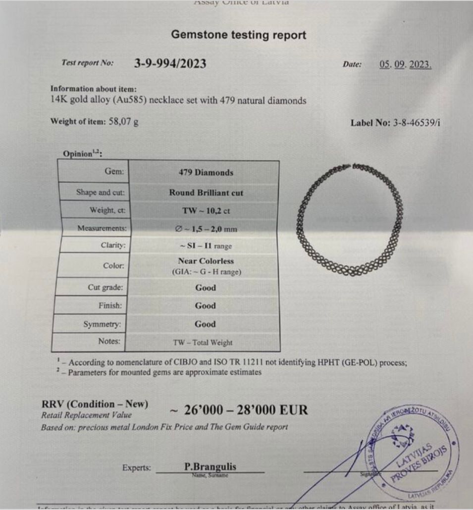 14kt white gold diamond necklace