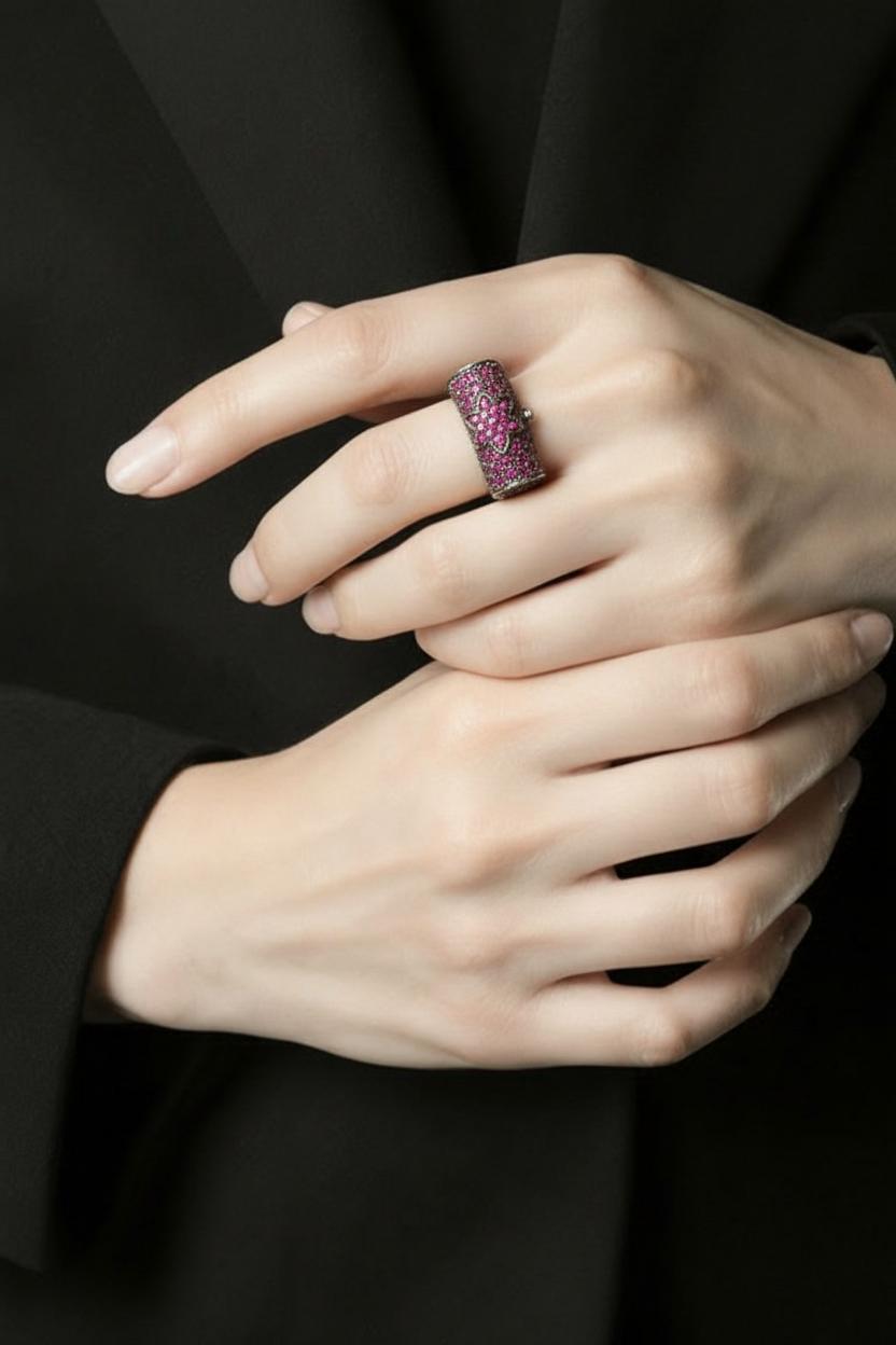 18kt white gold ruby and diamond ring