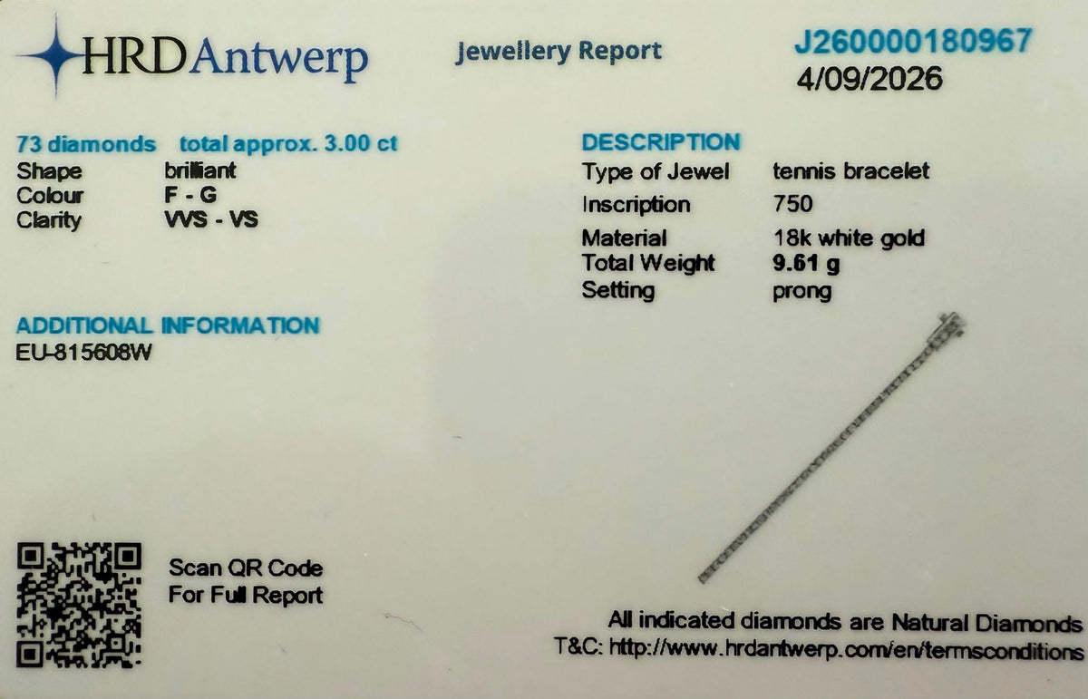 Rokassprādze ar briljantiem 3.00ct HRD