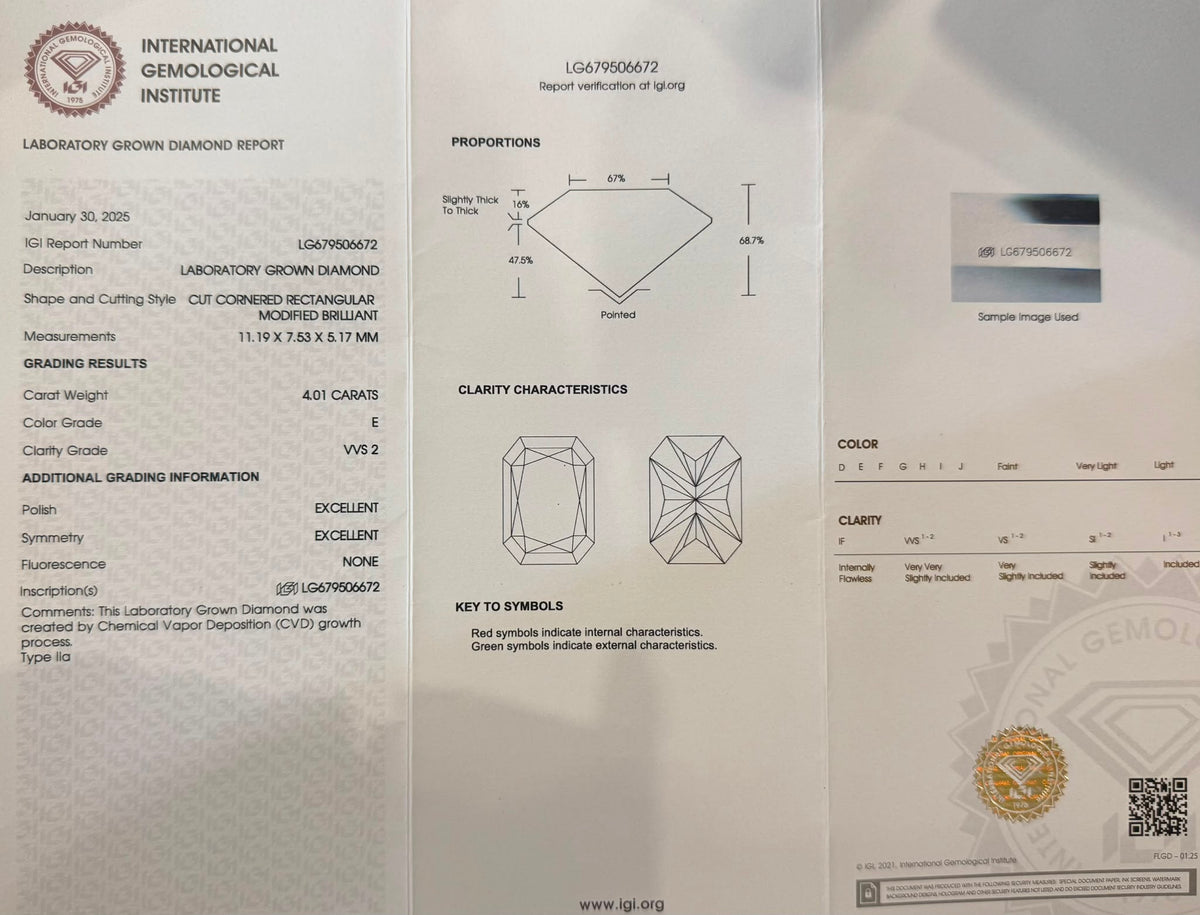 Кольцо с лабораторными бриллиантами 4.84ct IGI