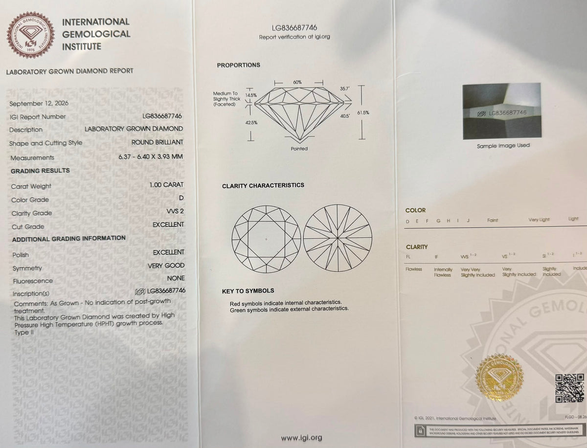 9kt yellow gold LAB-Grown diamond ring 1.32ct IGI