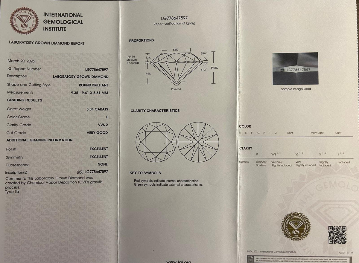 Gredzens ar Laboratorijā audzētiem briljantiem 3.46ct IGI