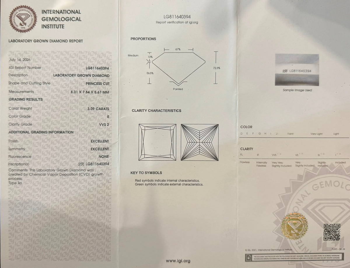 Gredzens ar Laboratorijā audzētiem briljantiem 3.37ct IGI