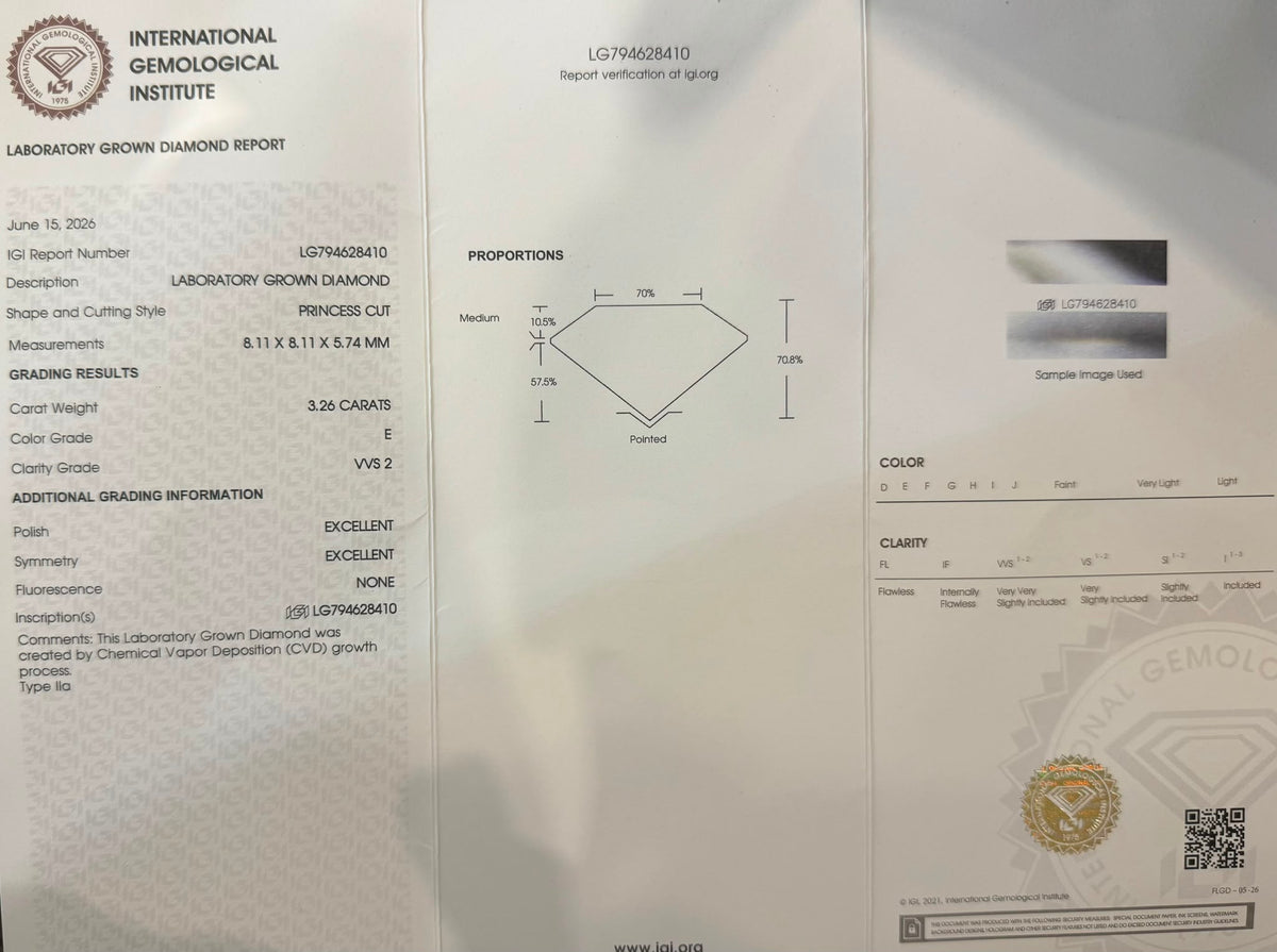 Gredzens ar Laboratorijā audzētiem briljantiem 3.54ct IGI