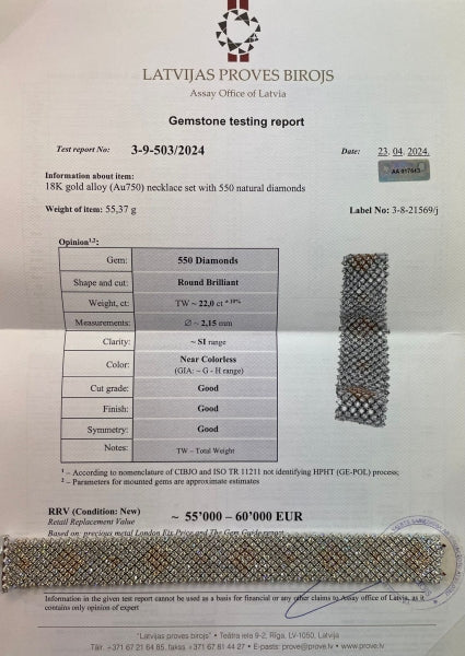 Браслет с бриллиантами 22.00ct