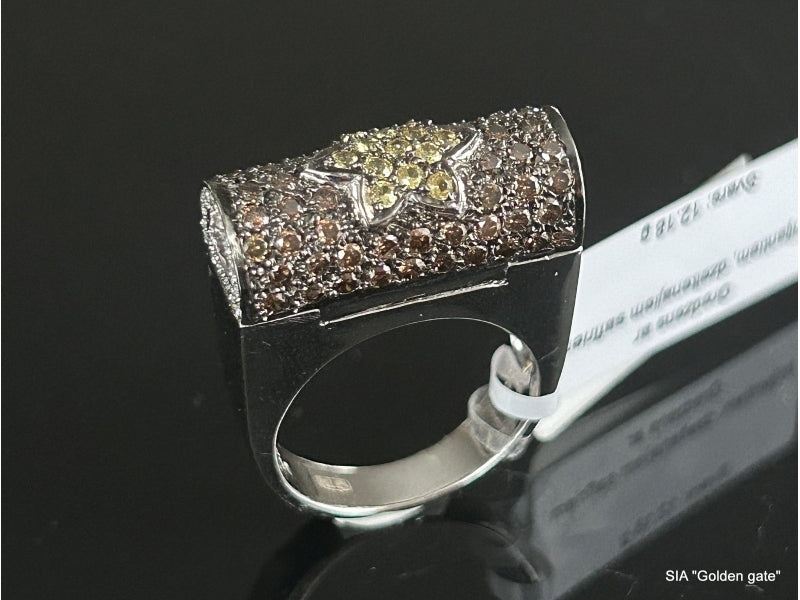 Кольцо с бриллиантами и жёлтыми сапфирами