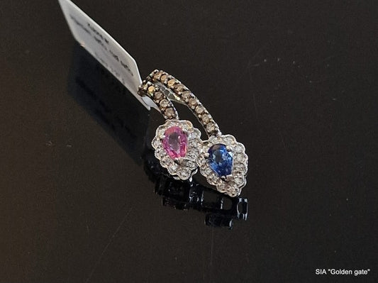 Кулон с бриллиантами и сапфирами