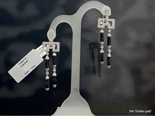 Серьги с бриллиантами и ониксом