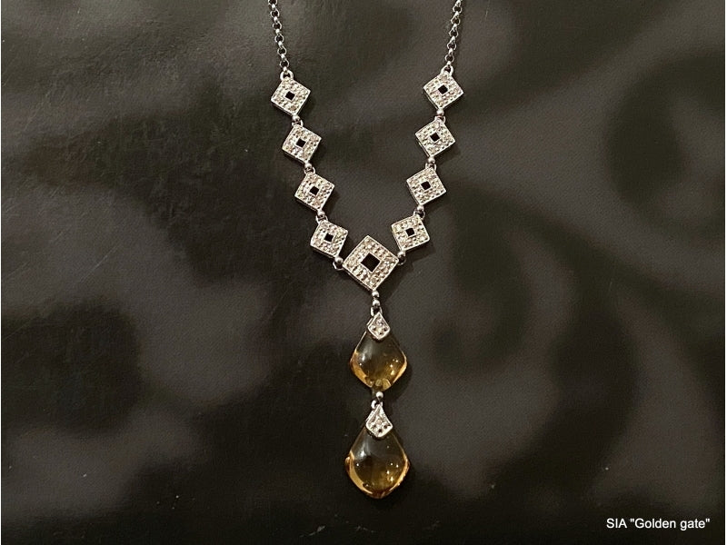 Ожерелье с бриллиантами и цитрины