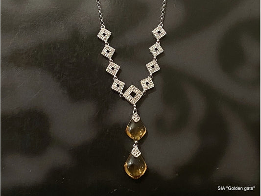 Ожерелье с бриллиантами и цитрины