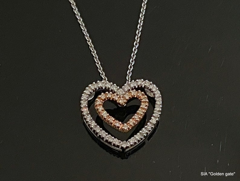 14kt white and rose gold diamond pendant with chain