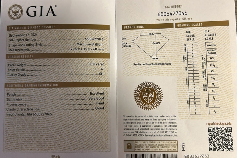 Кольцо с бриллиантом 0.50ct GIA