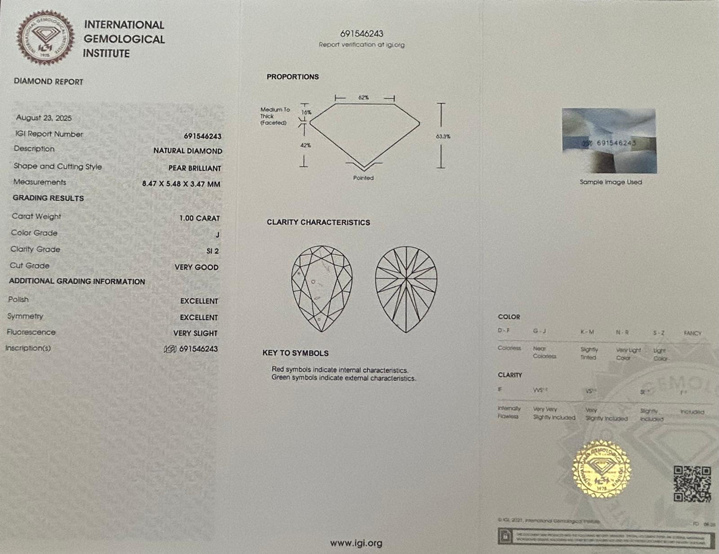 Platīnas gredzens ar briljantiem 1.25ct IGI
