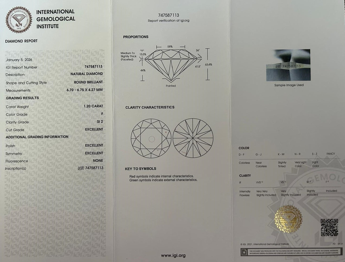 Platīnas gredzens ar briljantiem 1.28ct IGI