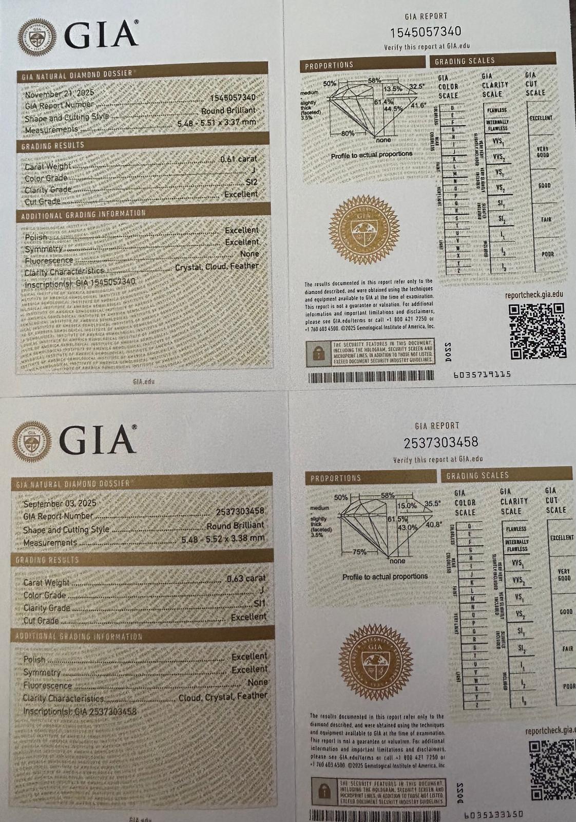 Platīnas auskari ar briljantiem 1.60ct GIA