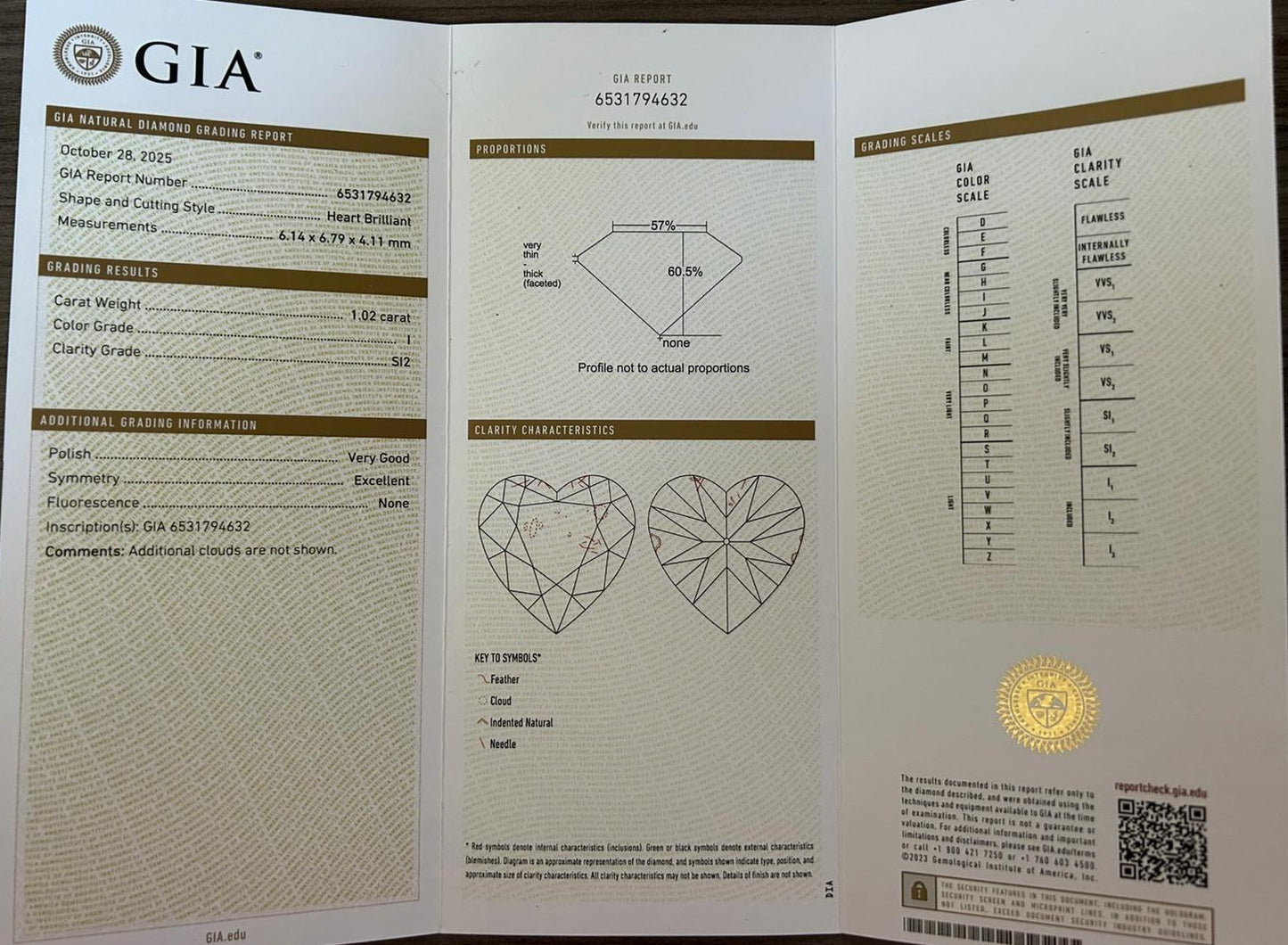 Platīnas gredzens ar briljantiem 1.02ct GIA
