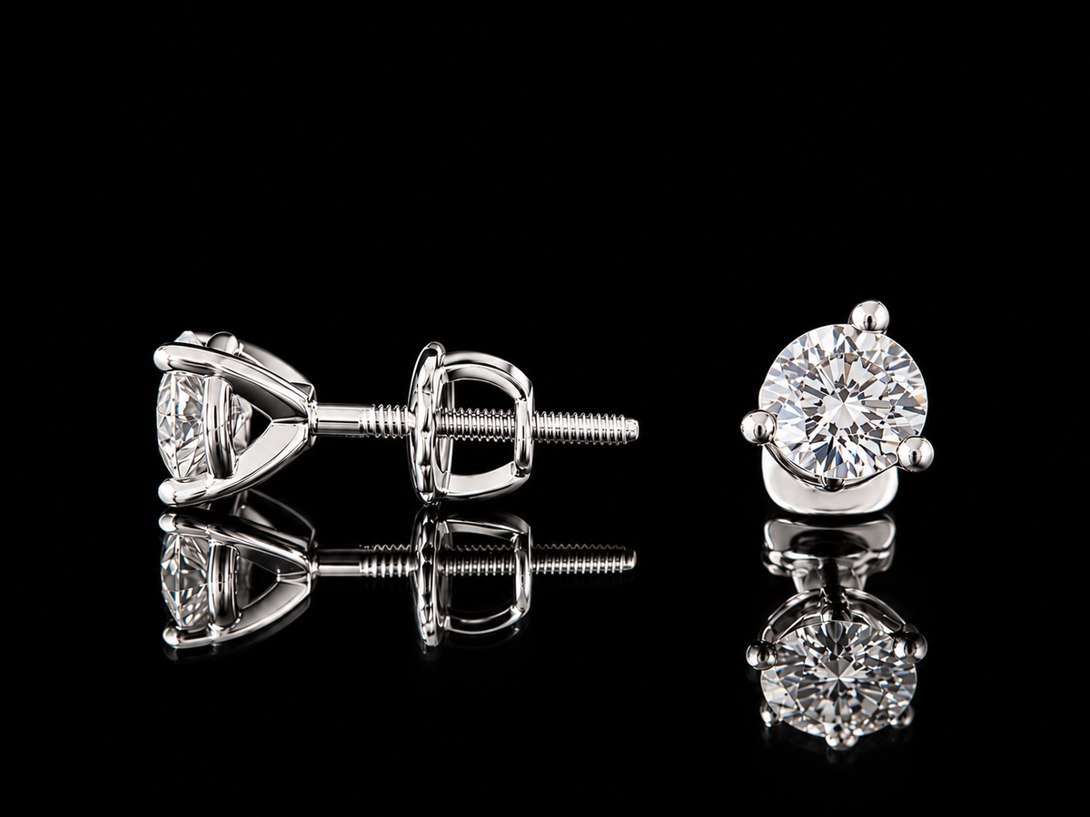 14kt white gold diamond earrings 1.01ct GIA
