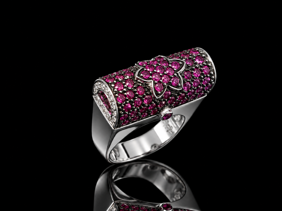 18kt white gold ruby and diamond ring
