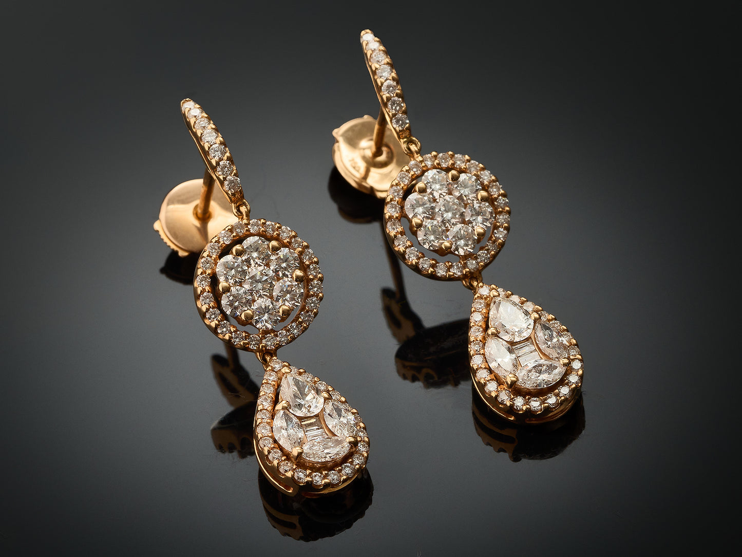 18kt rose gold diamond set