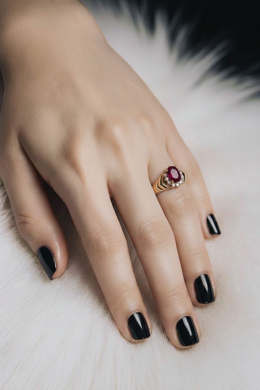 14kt rose gold ruby and diamond ring