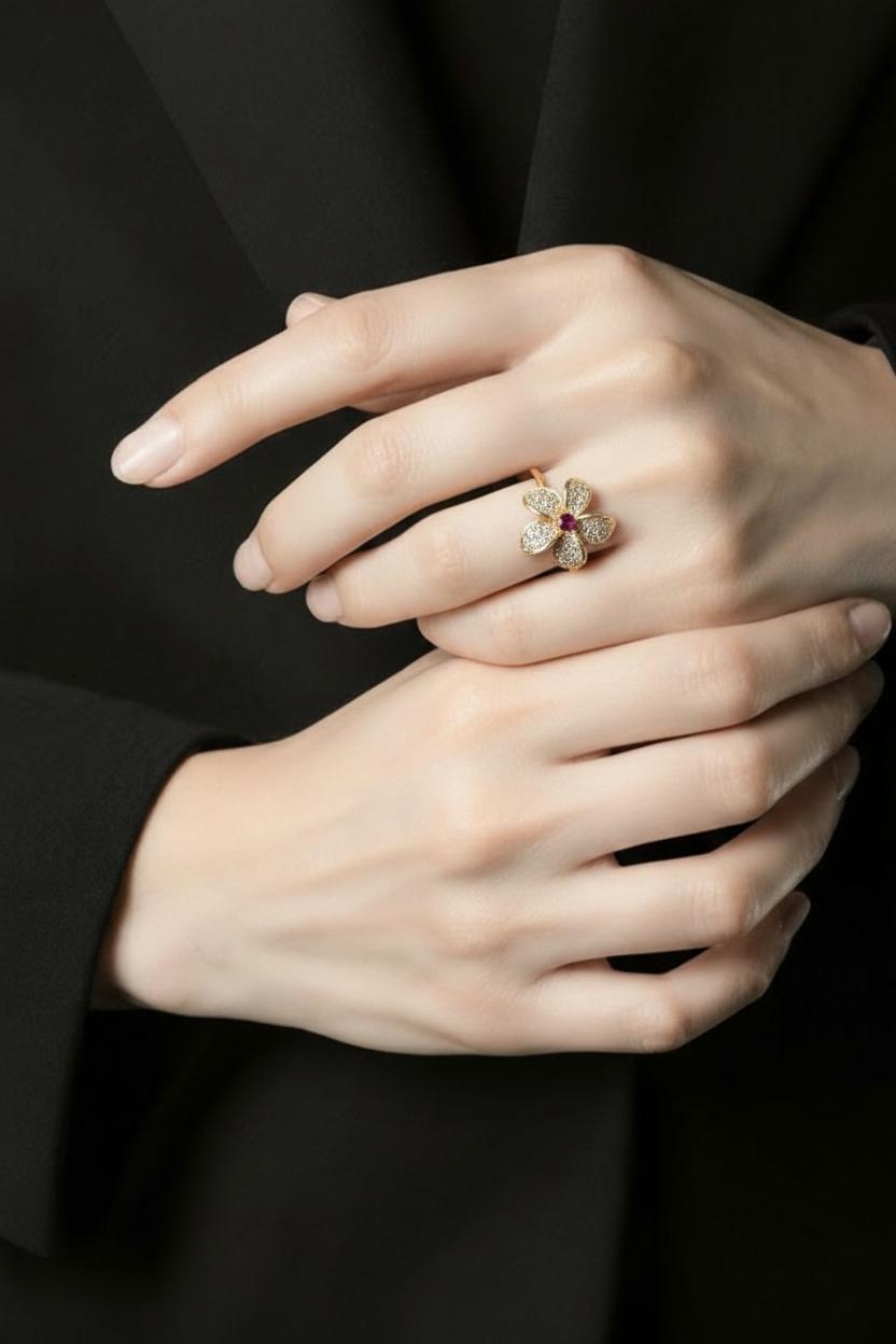 14kt yellow gold tourmaline and diamond ring