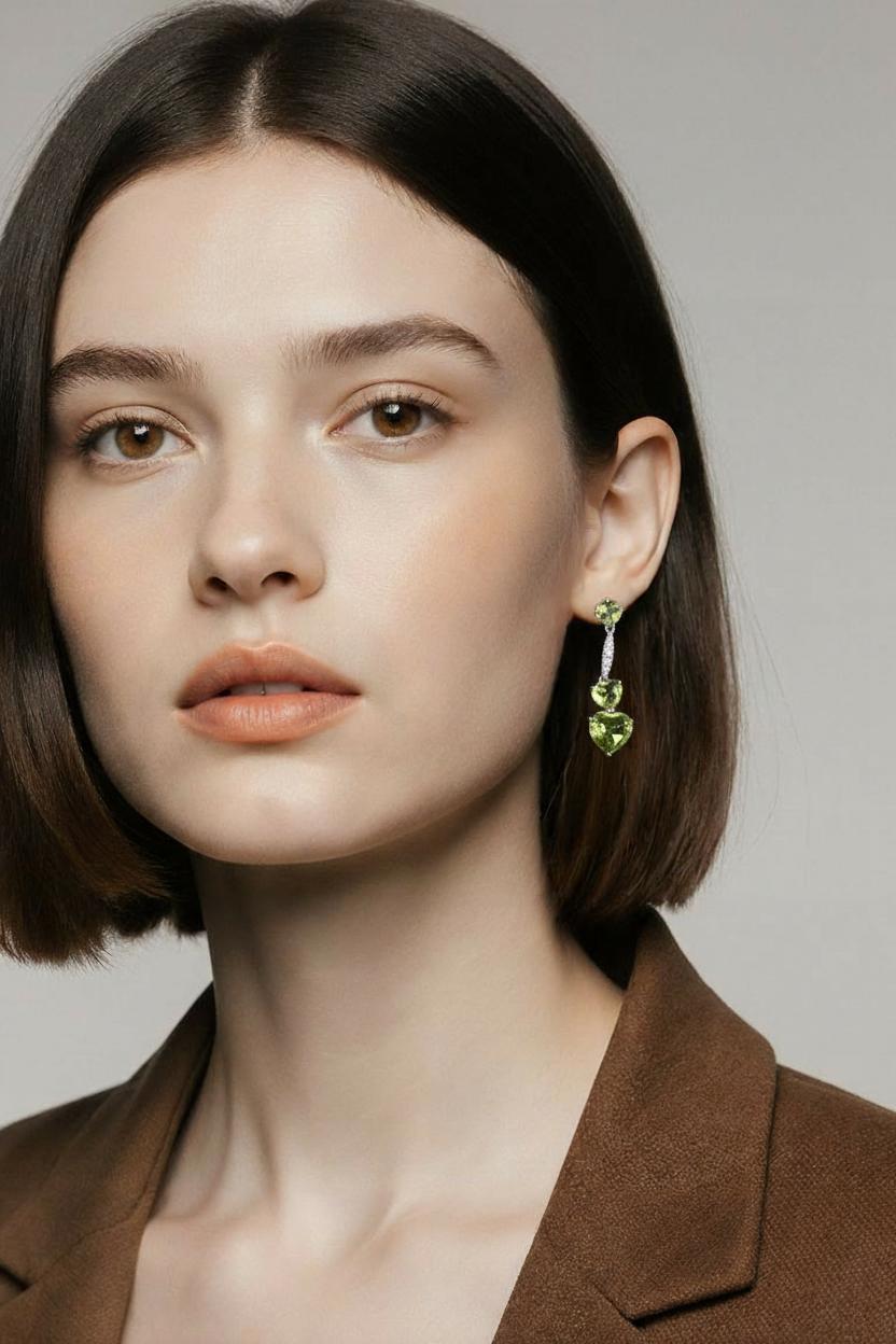 14kt white gold peridot and diamond earrings