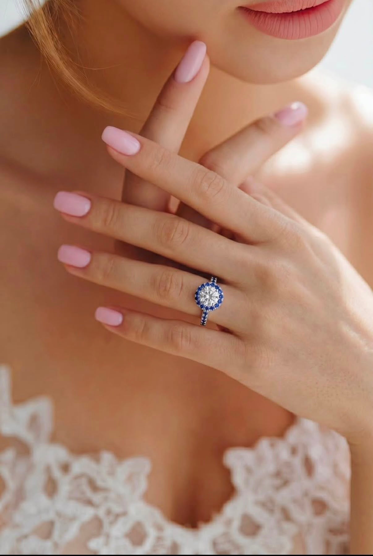 Platīnas gredzens ar safīriem un briljantiem 1.16ct IGI