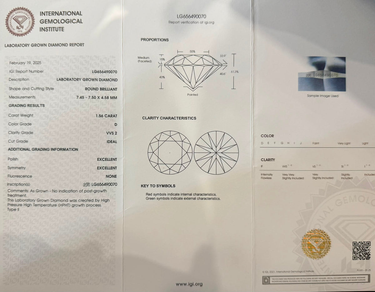 Кольцо с лабораторными бриллиантами 2.01ct IGI