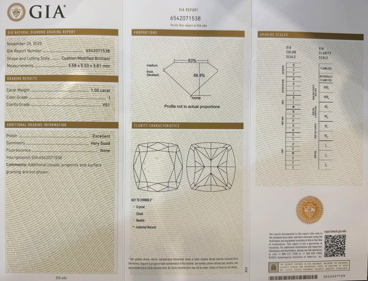 Gredzens ar briljantu 1.00ct GIA